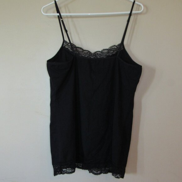 EXPRESS Sexy Stretch Bra Cami BLACK Top Tank Sleeveless LACE TRIM XL Y2K Style - Picture 2 of 3